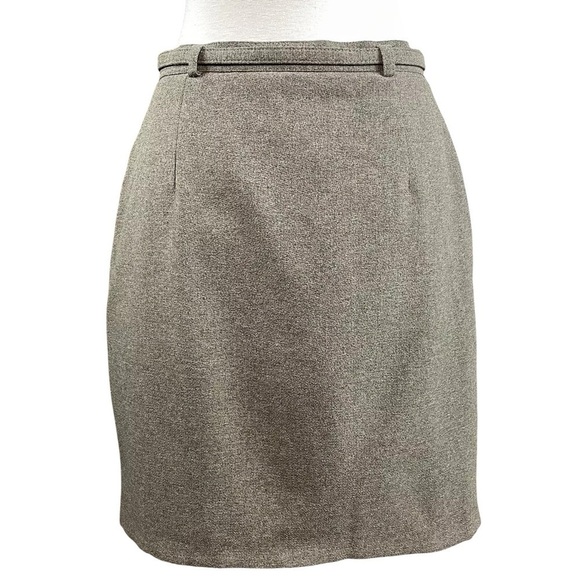 Cynthia Cynthia Steffe Belted Tweed Pencil Skirt Career Taupe Tan Brown Size 6 - Picture 2 of 7